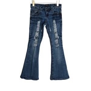 2000s Toxic Y2k Jeans Low Rise Flared Leg Ripped Bell Bottom Jeans Size 1 26"